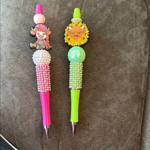 Sparkling Character Pens - Pink and Green